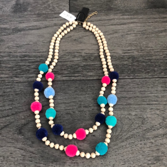 J.Crew boho multicolored Pom Pom Woman’s Necklace - Picture 4 of 8